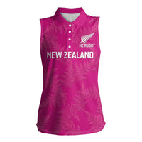 Custom New Zealand Silver Fern Rugby Women Sleeveless Polo Shirt Go Aotearoa - Pink Version LT14 Female Pink - Polynesian Pride