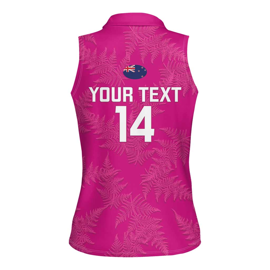 Custom New Zealand Silver Fern Rugby Women Sleeveless Polo Shirt Go Aotearoa - Pink Version LT14 - Polynesian Pride