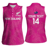 Custom New Zealand Silver Fern Rugby Women Sleeveless Polo Shirt Go Aotearoa - Pink Version LT14 - Polynesian Pride