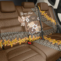 Personalised Tonga Language Week Back Car Seat Cover Malo e Lelei Tongan Ngatu Pattern - Brown LT14 - Polynesian Pride