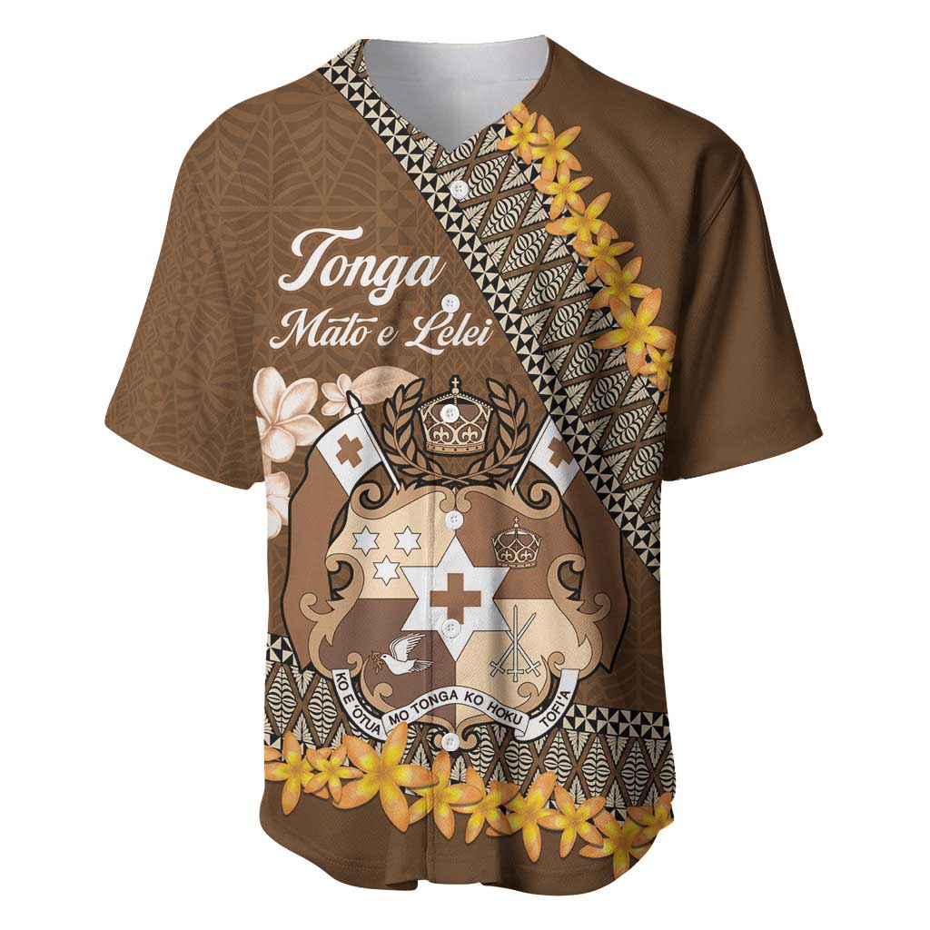 Personalised Tonga Language Week Baseball Jersey Malo e Lelei Tongan Ngatu Pattern - Brown LT14 Brown - Polynesian Pride