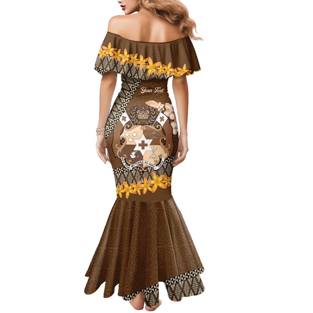 Personalised Tonga Language Week Family Matching Mermaid Dress and Hawaiian Shirt Malo e Lelei Tongan Ngatu Pattern - Brown LT14 - Polynesian Pride