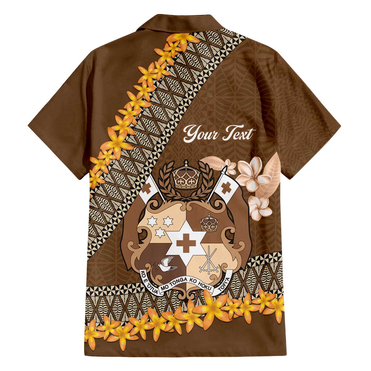 Personalised Tonga Language Week Family Matching Off The Shoulder Long Sleeve Dress and Hawaiian Shirt Malo e Lelei Tongan Ngatu Pattern - Brown LT14 - Polynesian Pride