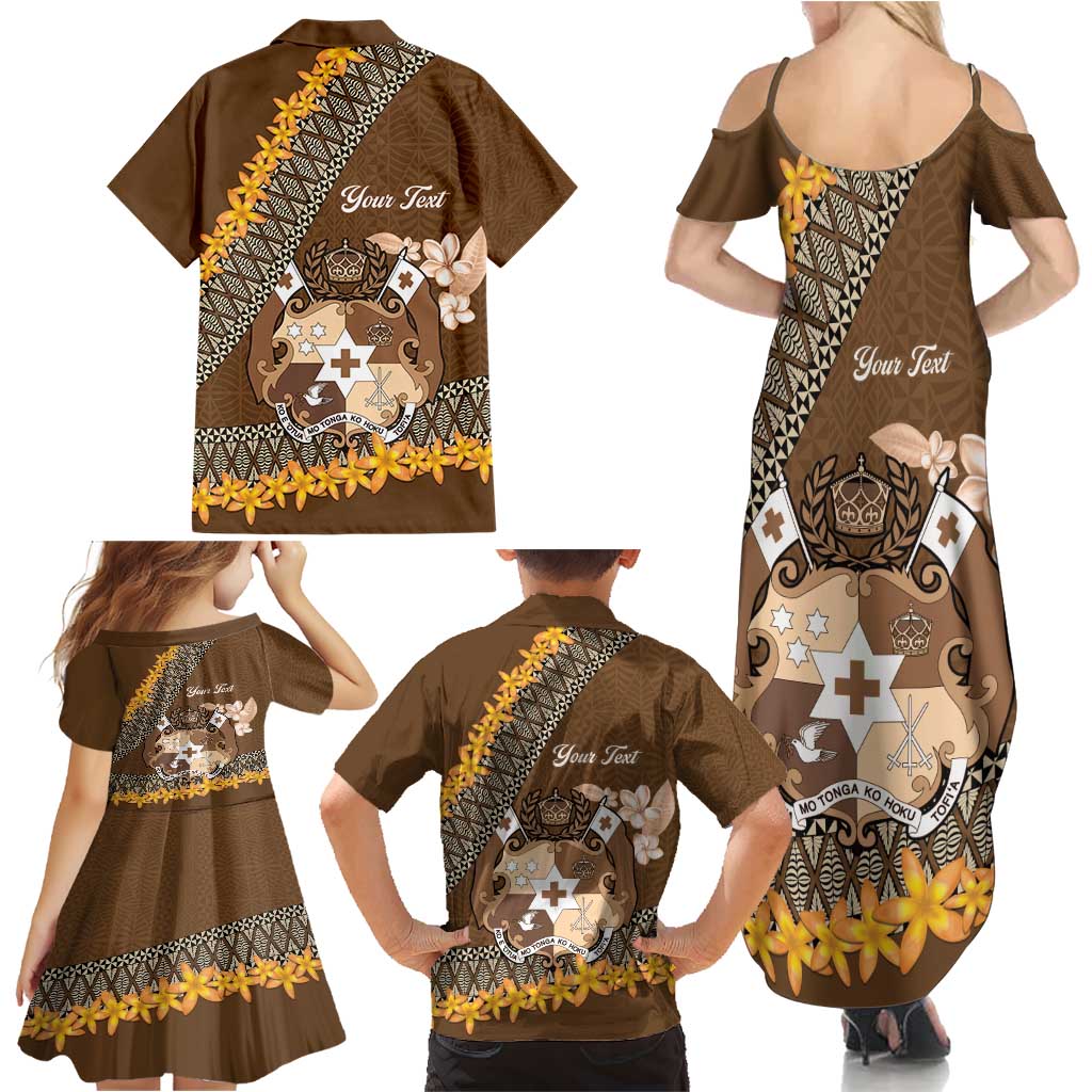 Personalised Tonga Language Week Family Matching Summer Maxi Dress and Hawaiian Shirt Malo e Lelei Tongan Ngatu Pattern - Brown LT14 - Polynesian Pride