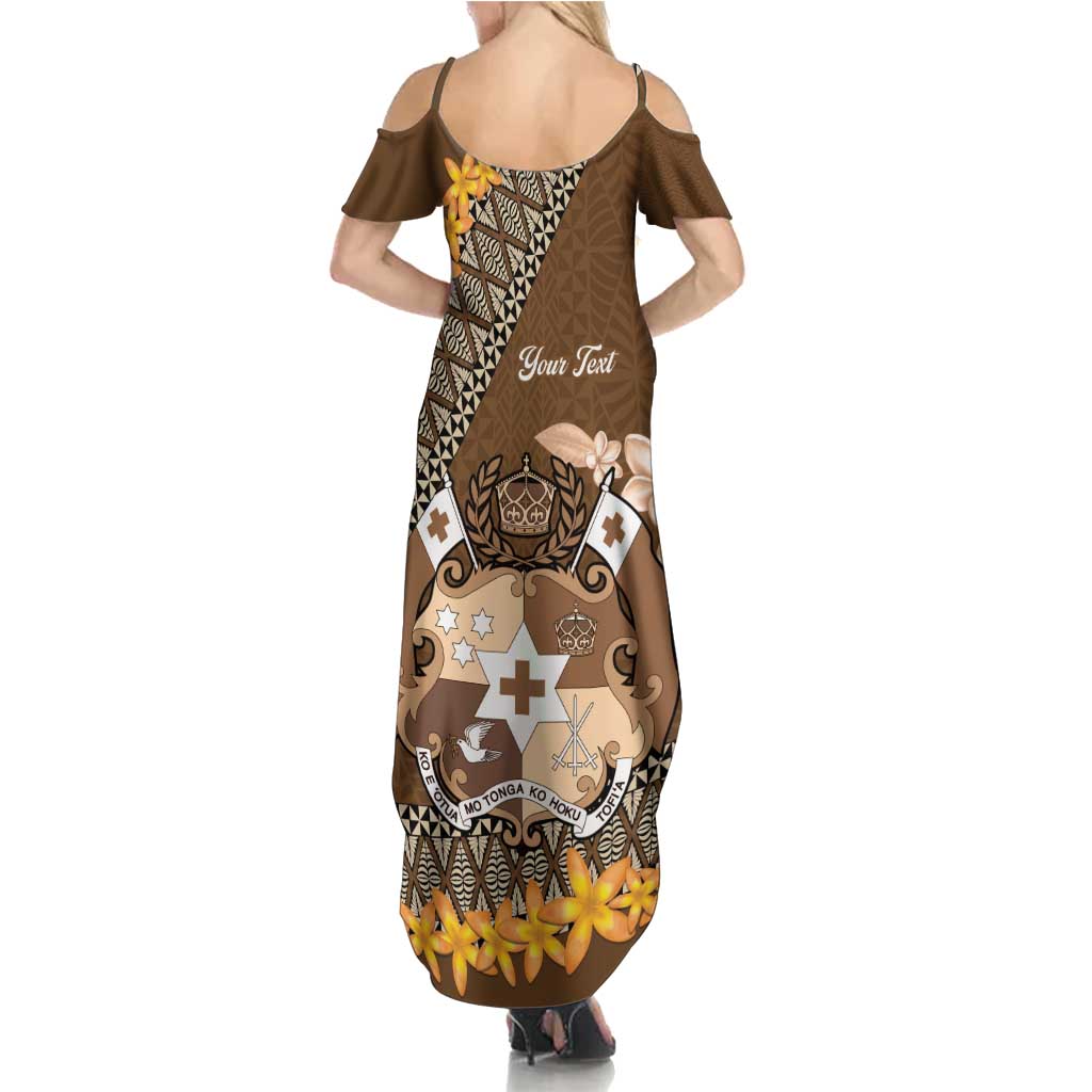 Personalised Tonga Language Week Family Matching Summer Maxi Dress and Hawaiian Shirt Malo e Lelei Tongan Ngatu Pattern - Brown LT14 - Polynesian Pride