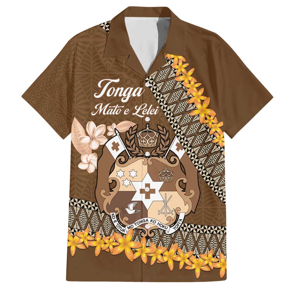 Personalised Tonga Language Week Hawaiian Shirt Malo e Lelei Tongan Ngatu Pattern - Brown LT14 Brown - Polynesian Pride