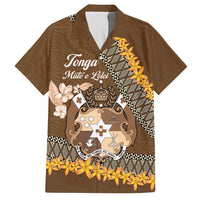 Personalised Tonga Language Week Hawaiian Shirt Malo e Lelei Tongan Ngatu Pattern - Brown LT14 Brown - Polynesian Pride
