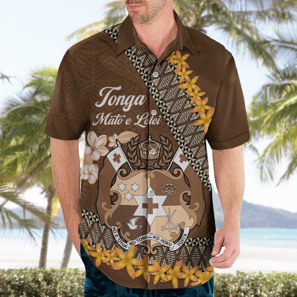 Personalised Tonga Language Week Hawaiian Shirt Malo e Lelei Tongan Ngatu Pattern - Brown LT14 - Polynesian Pride