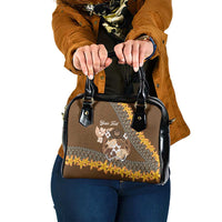 Personalised Tonga Language Week Shoulder Handbag Malo e Lelei Tongan Ngatu Pattern - Brown