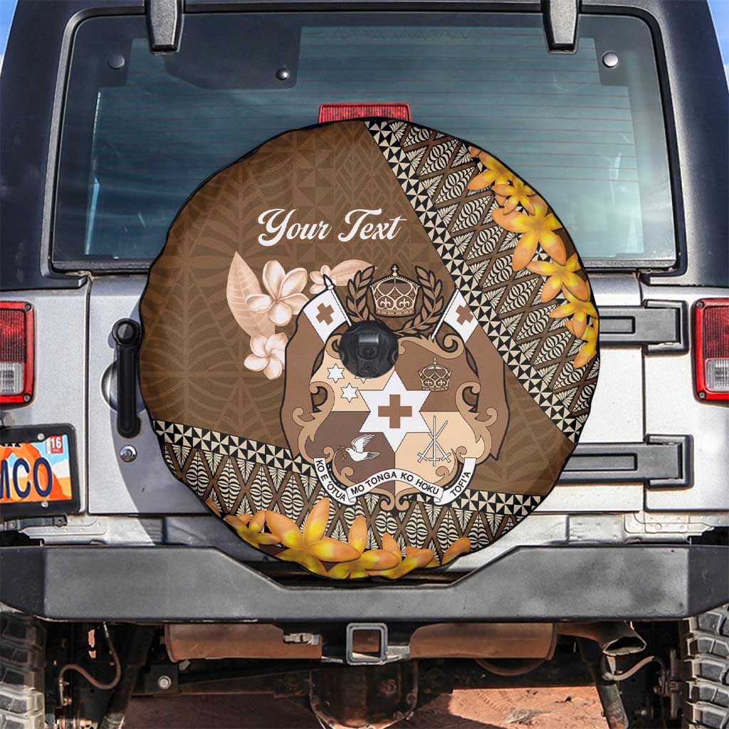Personalised Tonga Language Week Spare Tire Cover Malo e Lelei Tongan Ngatu Pattern - Brown LT14 Brown - Polynesian Pride