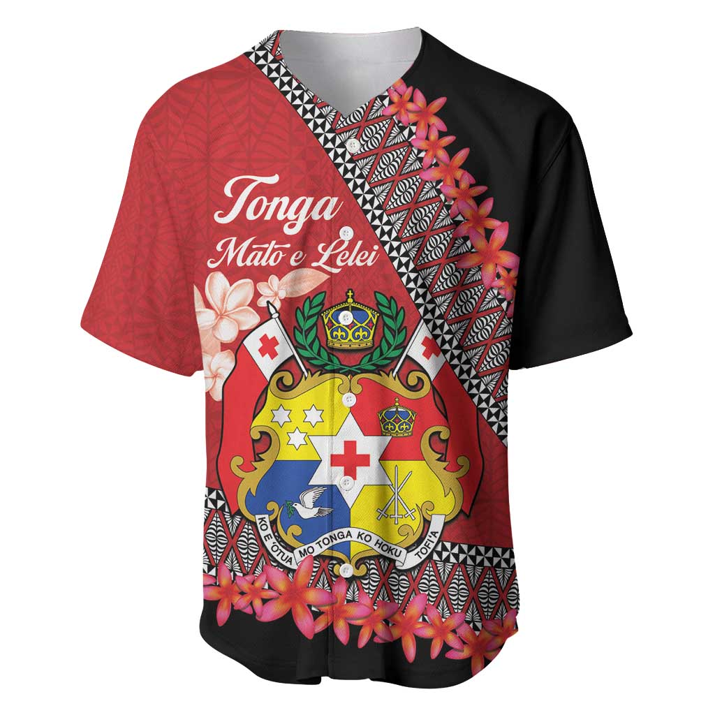 Personalised Tonga Language Week Baseball Jersey Malo e Lelei Tongan Ngatu Pattern - Red LT14 Red - Polynesian Pride