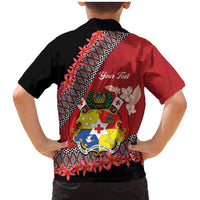 Personalised Tonga Language Week Family Matching Mermaid Dress and Hawaiian Shirt Malo e Lelei Tongan Ngatu Pattern - Red LT14 - Polynesian Pride
