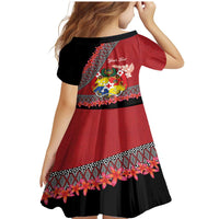 Personalised Tonga Language Week Family Matching Mermaid Dress and Hawaiian Shirt Malo e Lelei Tongan Ngatu Pattern - Red LT14 - Polynesian Pride