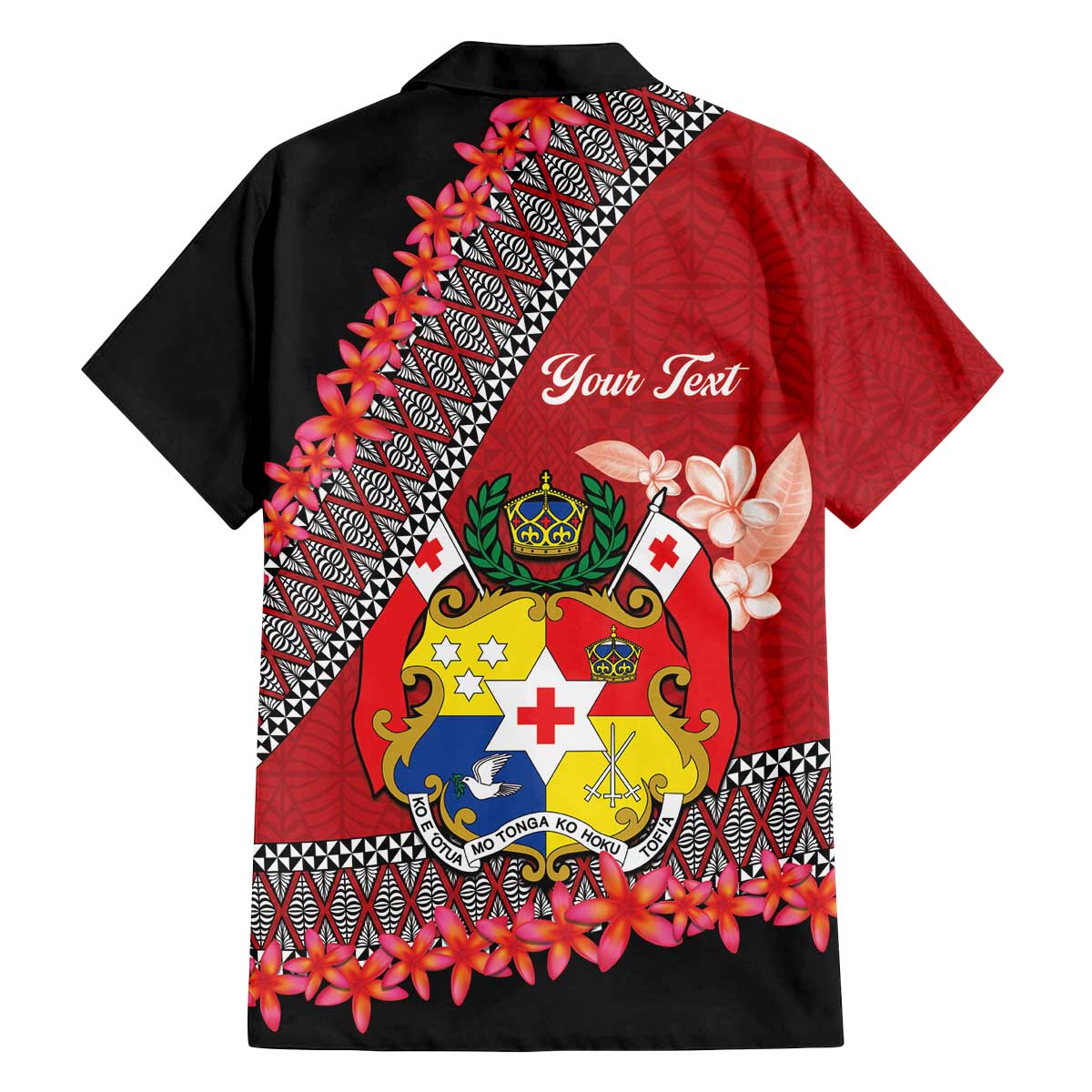 Personalised Tonga Language Week Family Matching Off Shoulder Short Dress and Hawaiian Shirt Malo e Lelei Tongan Ngatu Pattern - Red LT14 - Polynesian Pride
