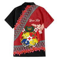 Personalised Tonga Language Week Family Matching Summer Maxi Dress and Hawaiian Shirt Malo e Lelei Tongan Ngatu Pattern - Red LT14 - Polynesian Pride