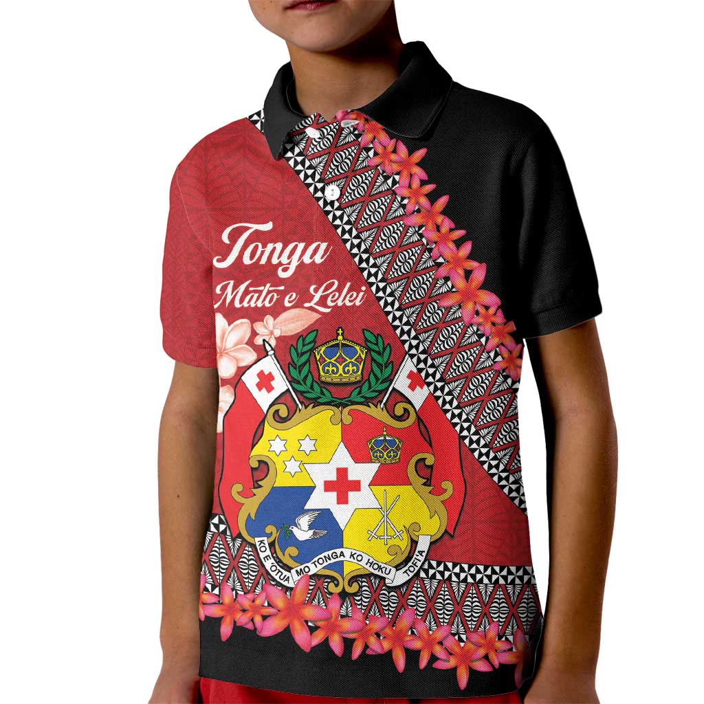 Personalised Tonga Language Week Kid Polo Shirt Malo e Lelei Tongan Ngatu Pattern - Red LT14 Kid Red - Polynesian Pride