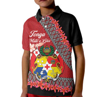 Personalised Tonga Language Week Kid Polo Shirt Malo e Lelei Tongan Ngatu Pattern - Red LT14 Kid Red - Polynesian Pride