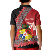 Personalised Tonga Language Week Kid Polo Shirt Malo e Lelei Tongan Ngatu Pattern - Red LT14 - Polynesian Pride