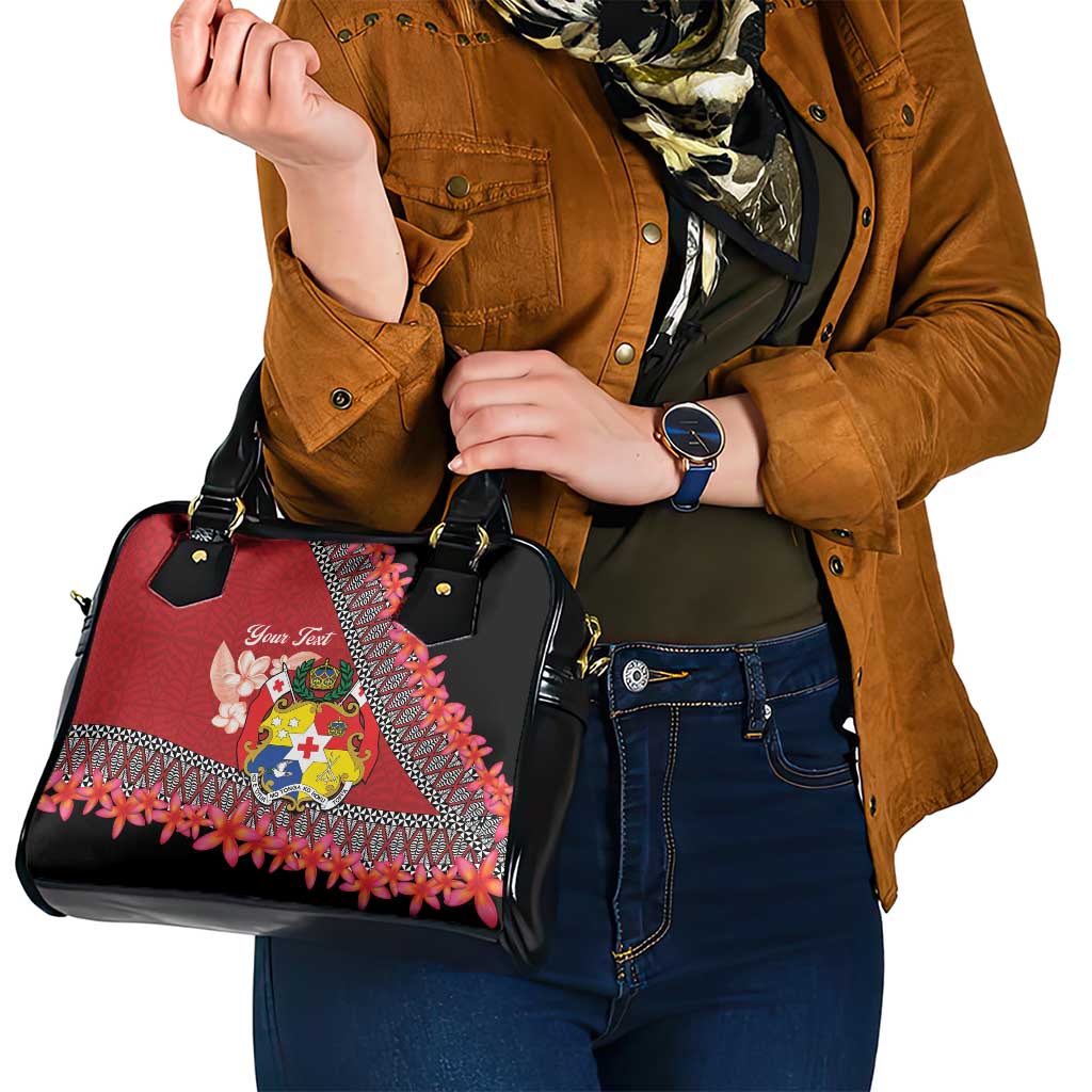 Personalised Tonga Language Week Shoulder Handbag Malo e Lelei Tongan Ngatu Pattern - Red