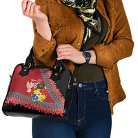 Personalised Tonga Language Week Shoulder Handbag Malo e Lelei Tongan Ngatu Pattern - Red