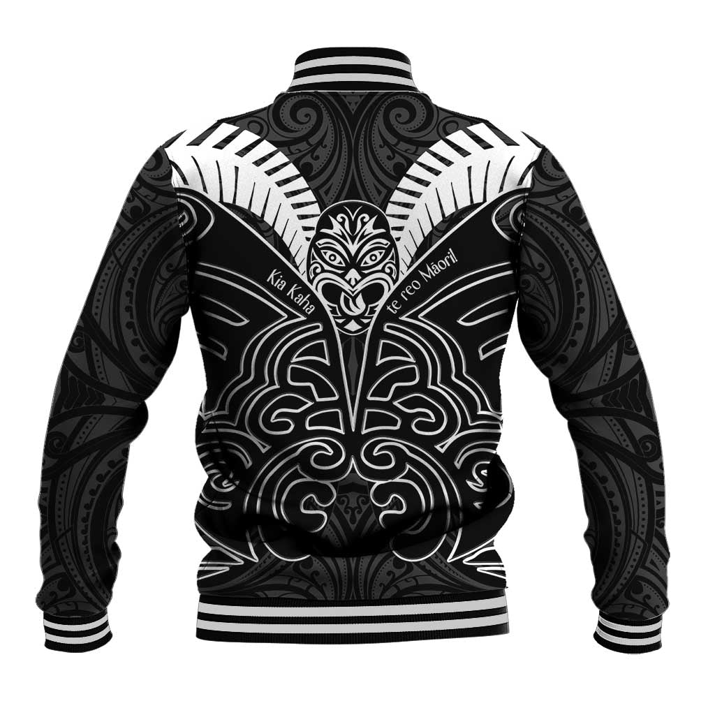 Kia Kaha Te Reo Maori Baseball Jacket Aotearoa Hei Tiki With Hongi LT14 - Polynesian Pride