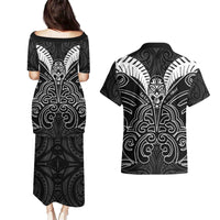 Kia Kaha Te Reo Maori Couples Matching Puletasi and Hawaiian Shirt Aotearoa Hei Tiki With Hongi LT14 - Polynesian Pride