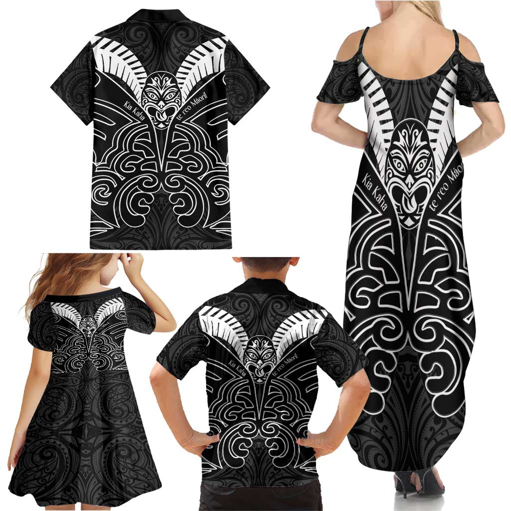 Kia Kaha Te Reo Maori Family Matching Summer Maxi Dress and Hawaiian Shirt Aotearoa Hei Tiki With Hongi LT14 - Polynesian Pride
