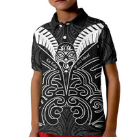 Kia Kaha Te Reo Maori Kid Polo Shirt Aotearoa Hei Tiki With Hongi LT14 Kid Black - Polynesian Pride