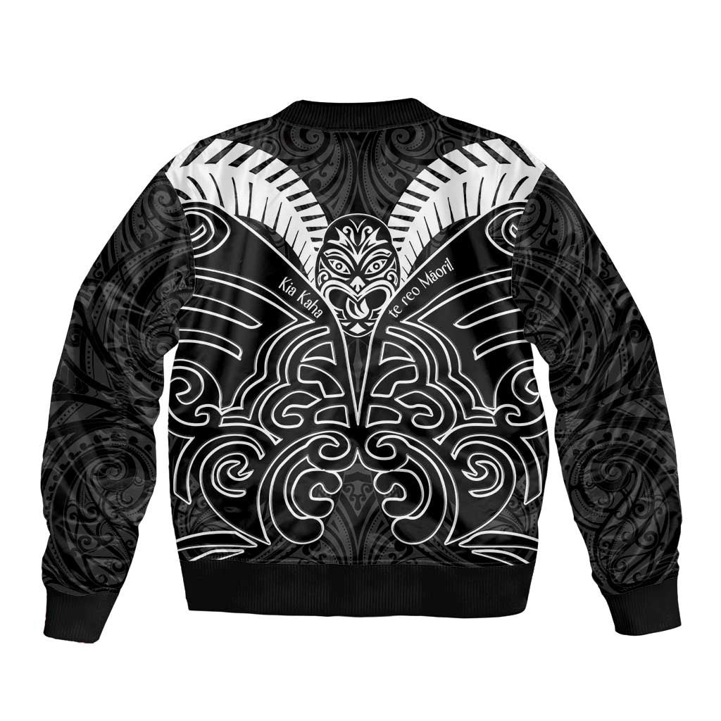 Kia Kaha Te Reo Maori Sleeve Zip Bomber Jacket Aotearoa Hei Tiki With Hongi LT14 - Polynesian Pride