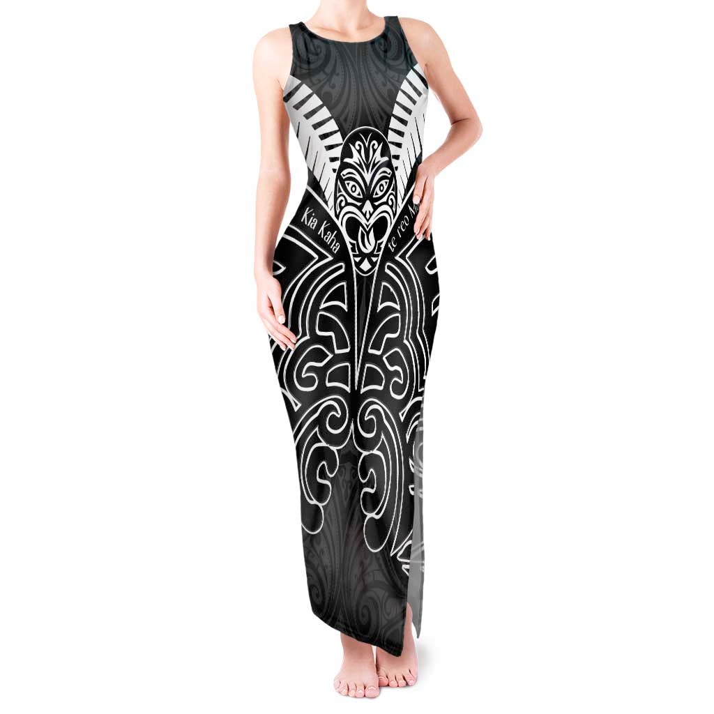 Kia Kaha Te Reo Maori Tank Maxi Dress Aotearoa Hei Tiki With Hongi LT14 Women Black - Polynesian Pride