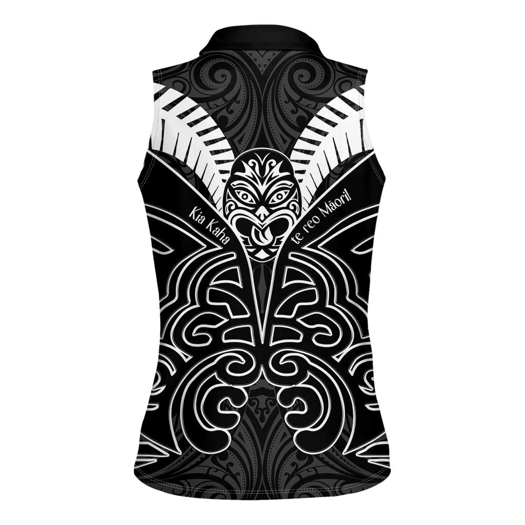 Kia Kaha Te Reo Maori Women Sleeveless Polo Shirt Aotearoa Hei Tiki With Hongi LT14 - Polynesian Pride