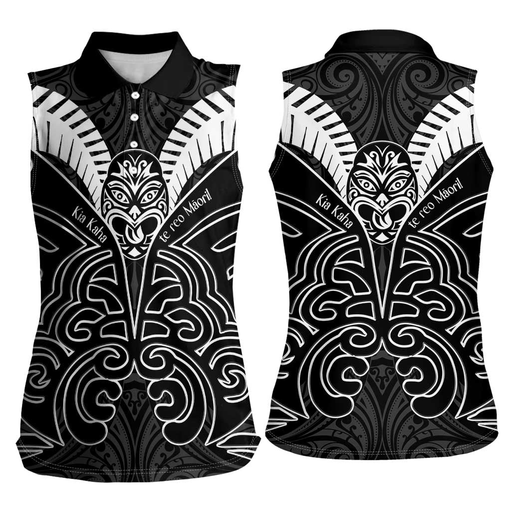 Kia Kaha Te Reo Maori Women Sleeveless Polo Shirt Aotearoa Hei Tiki With Hongi LT14 - Polynesian Pride