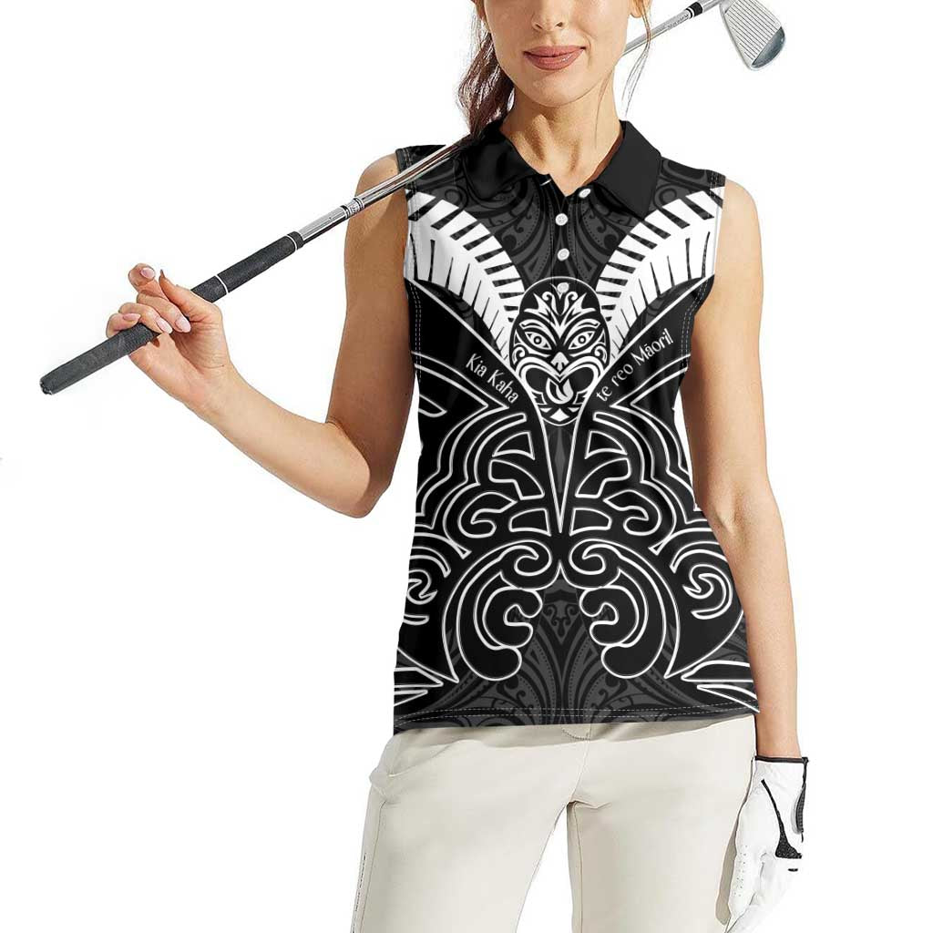 Kia Kaha Te Reo Maori Women Sleeveless Polo Shirt Aotearoa Hei Tiki With Hongi LT14 - Polynesian Pride