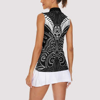 Kia Kaha Te Reo Maori Women Sleeveless Polo Shirt Aotearoa Hei Tiki With Hongi LT14 - Polynesian Pride