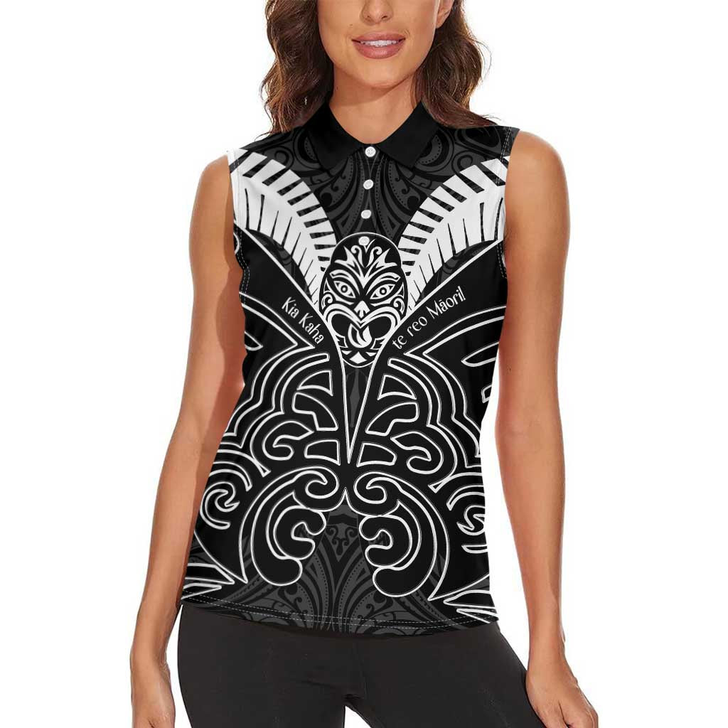 Kia Kaha Te Reo Maori Women Sleeveless Polo Shirt Aotearoa Hei Tiki With Hongi LT14 - Polynesian Pride