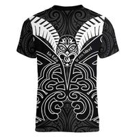 Kia Kaha Te Reo Maori Women V-Neck T-Shirt Aotearoa Hei Tiki With Hongi LT14 - Polynesian Pride