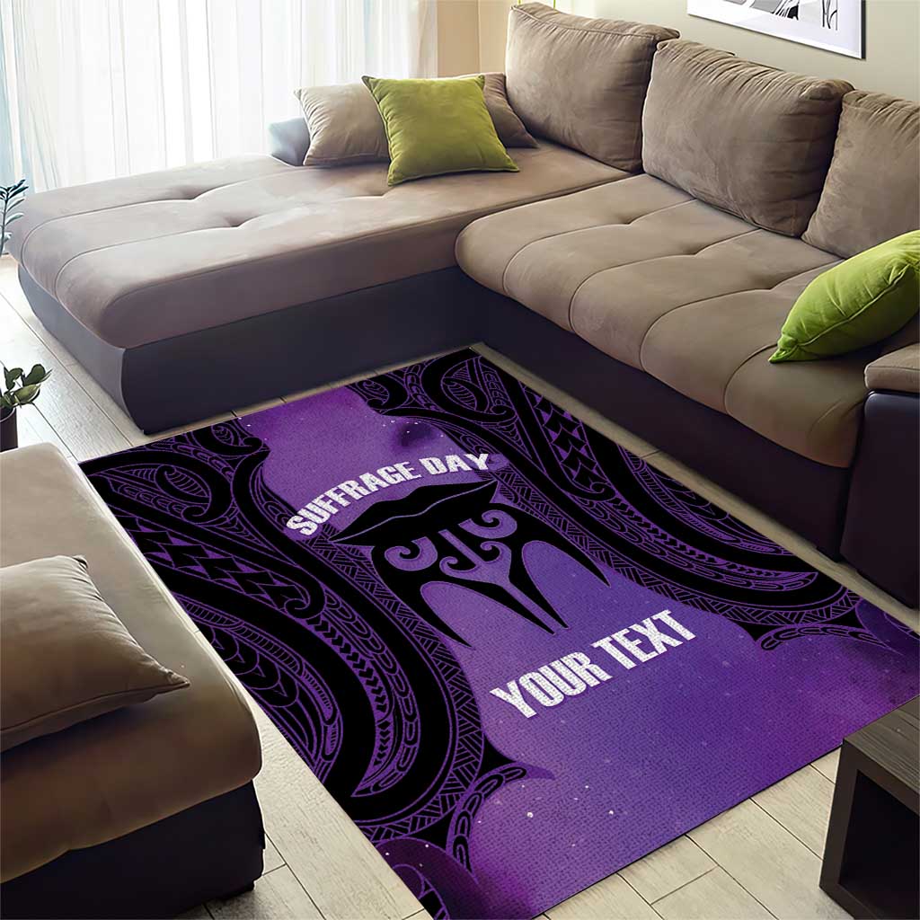 Personalised New Zealand Suffrage Day Area Rug Maori Tattoo Galaxy Vibe - Polynesian Pride