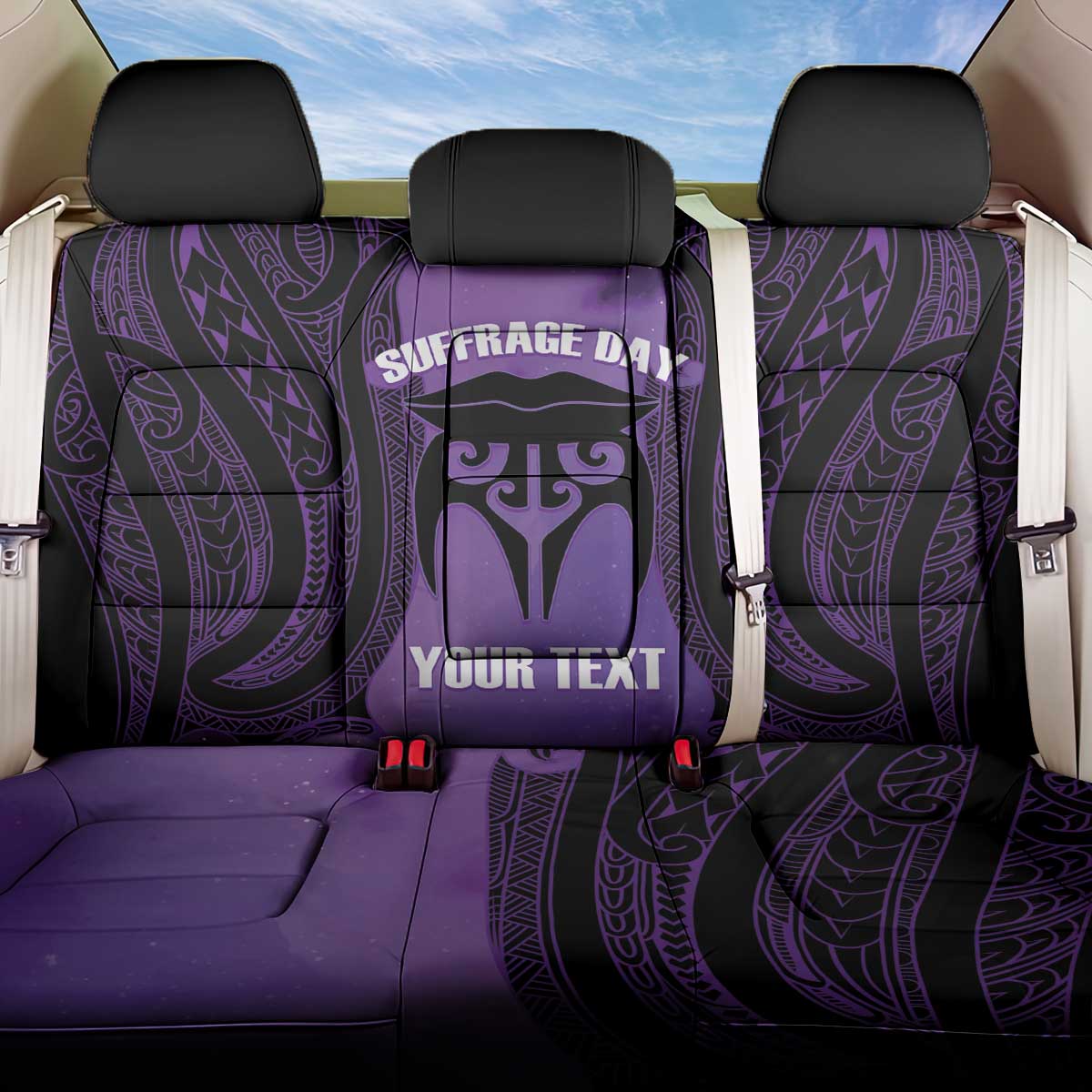 Personalised New Zealand Suffrage Day Back Car Seat Cover Maori Tattoo Galaxy Vibe - Polynesian Pride