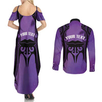 Personalised New Zealand Suffrage Day Couples Matching Summer Maxi Dress and Long Sleeve Button Shirt Maori Tattoo Galaxy Vibe LT14 - Polynesian Pride