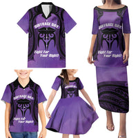 Personalised New Zealand Suffrage Day Family Matching Puletasi and Hawaiian Shirt Maori Tattoo Galaxy Vibe LT14 - Polynesian Pride