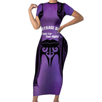 Personalised New Zealand Suffrage Day Family Matching Short Sleeve Bodycon Dress and Hawaiian Shirt Maori Tattoo Galaxy Vibe LT14 Mom's Dress Purple - Polynesian Pride