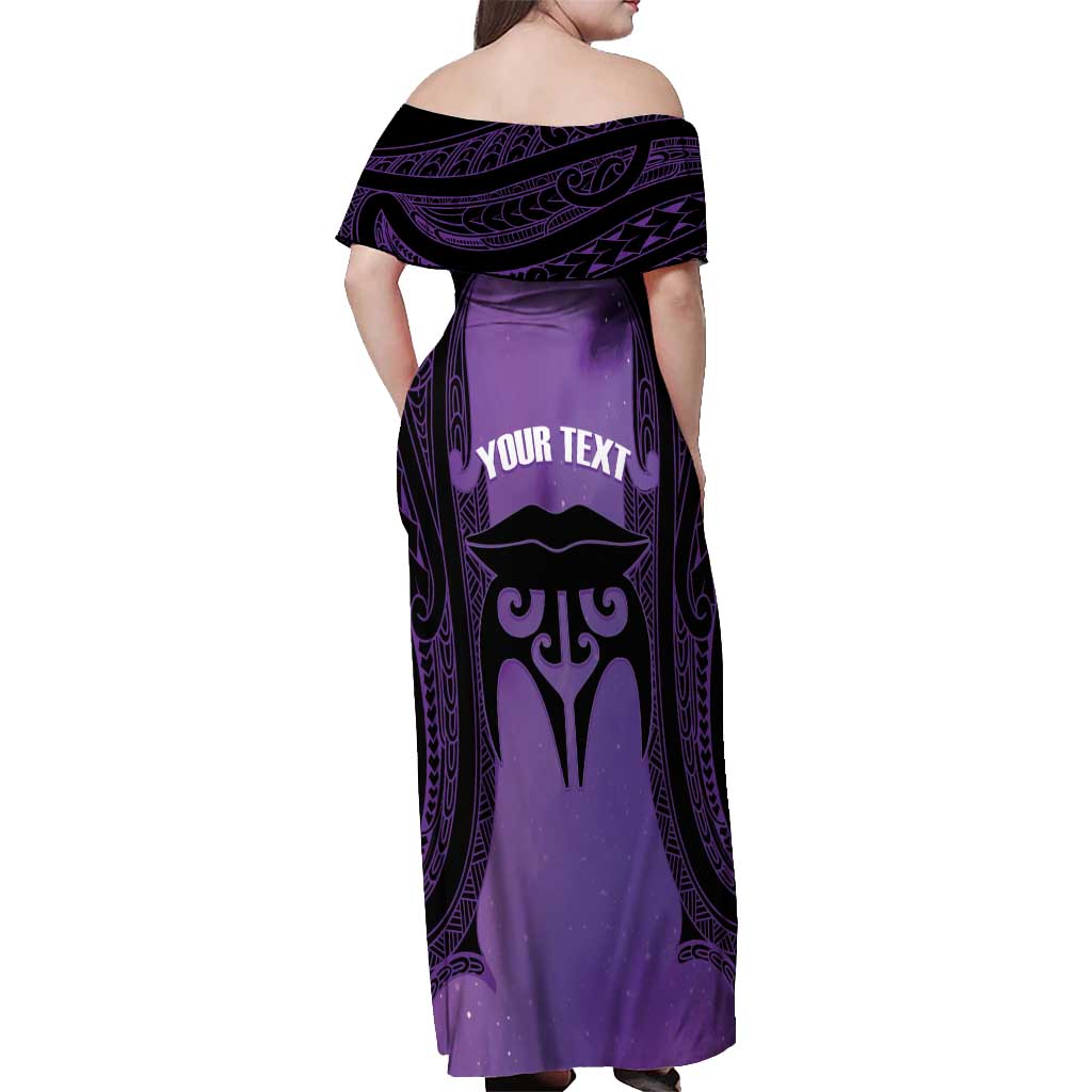 Personalised New Zealand Suffrage Day Off Shoulder Maxi Dress Maori Tattoo Galaxy Vibe LT14 - Polynesian Pride