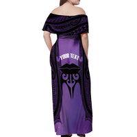 Personalised New Zealand Suffrage Day Off Shoulder Maxi Dress Maori Tattoo Galaxy Vibe LT14 - Polynesian Pride