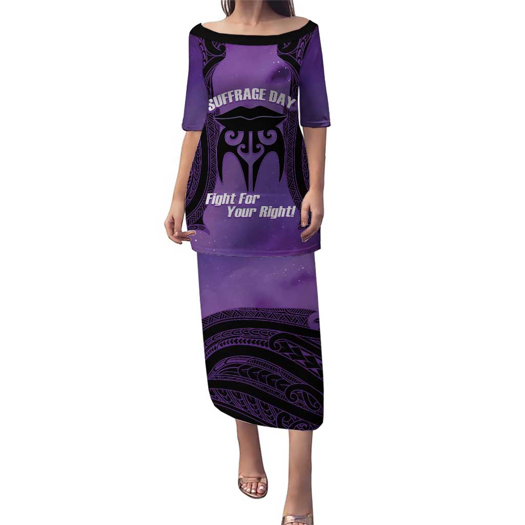 Personalised New Zealand Suffrage Day Puletasi Maori Tattoo Galaxy Vibe - Polynesian Pride