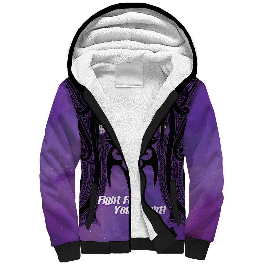 Personalised New Zealand Suffrage Day Sherpa Hoodie Maori Tattoo Galaxy Vibe LT14 Unisex Purple - Polynesian Pride