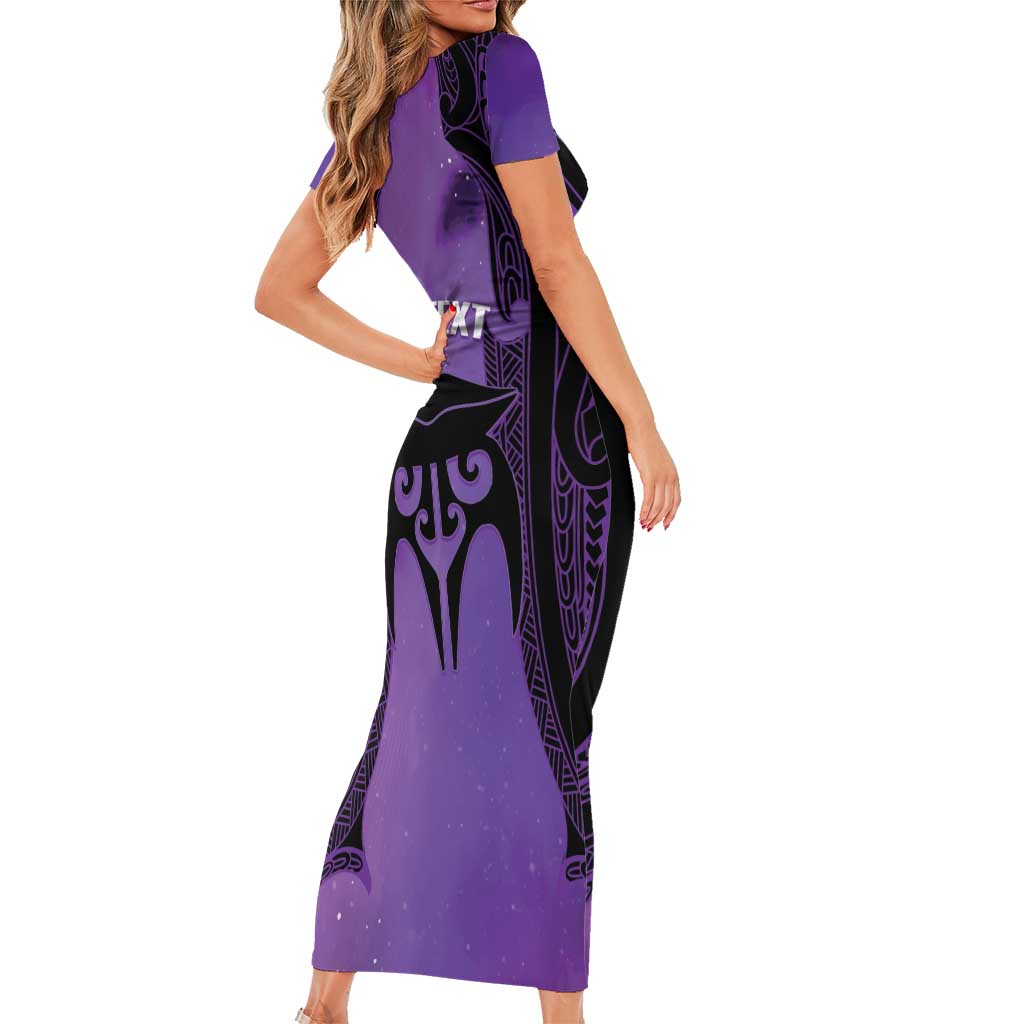 Personalised New Zealand Suffrage Day Short Sleeve Bodycon Dress Maori Tattoo Galaxy Vibe LT14 - Polynesian Pride