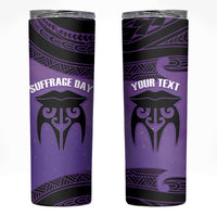 Personalised New Zealand Suffrage Day Skinny Tumbler Maori Tattoo Galaxy Vibe LT14 Purple - Polynesian Pride