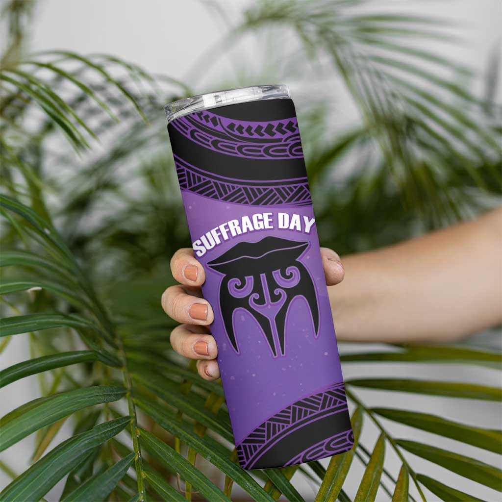 Personalised New Zealand Suffrage Day Skinny Tumbler Maori Tattoo Galaxy Vibe LT14 - Polynesian Pride
