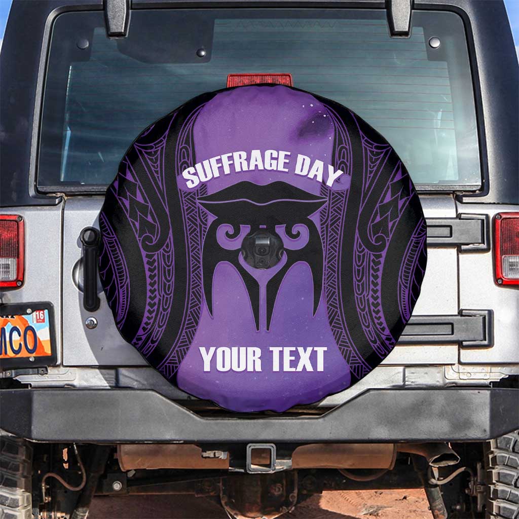 Personalised New Zealand Suffrage Day Spare Tire Cover Maori Tattoo Galaxy Vibe LT14 Purple - Polynesian Pride