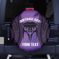 Personalised New Zealand Suffrage Day Spare Tire Cover Maori Tattoo Galaxy Vibe LT14 No hole Purple - Polynesian Pride